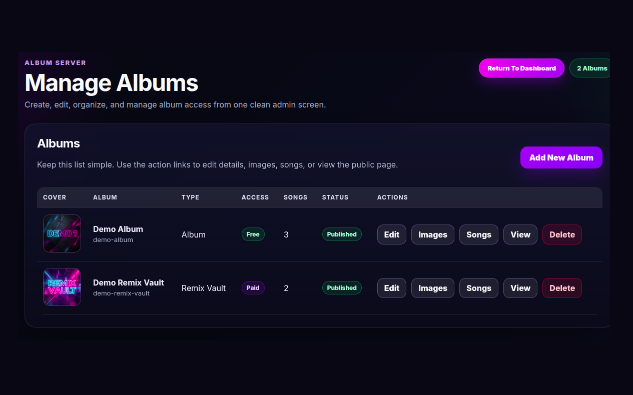 Album Server - Albums Screen